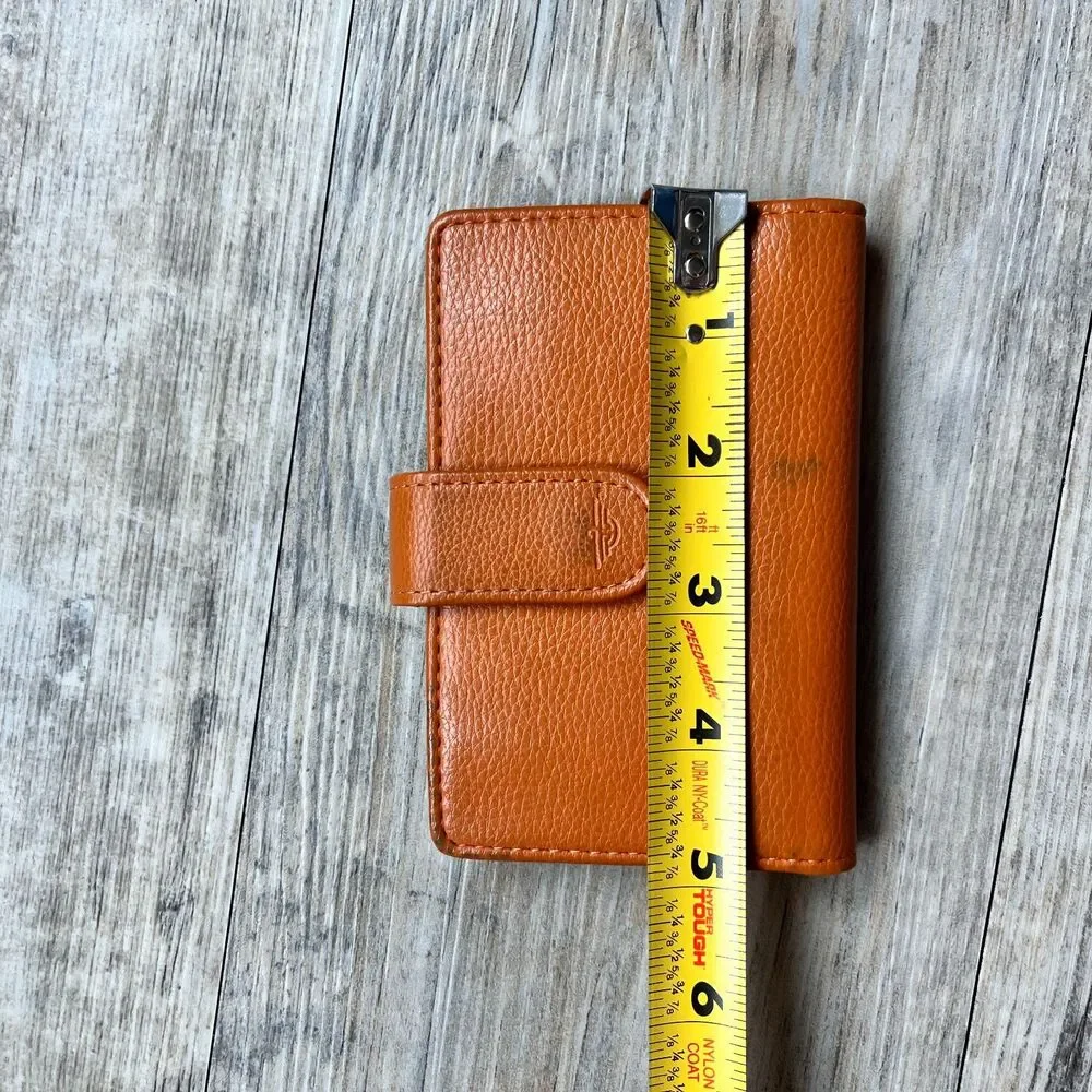 Dockers Orange Leather Wallet Bifold Snap Tab Card Holder Minimalist Vintage